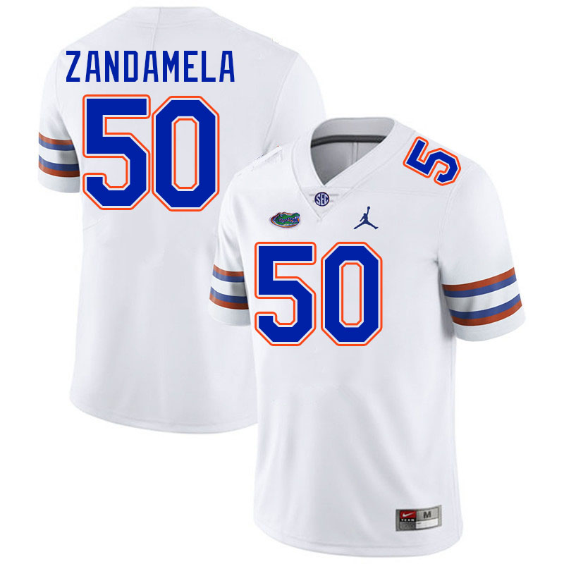 Florida Gators #50 Jason Zandamela College Football Jerseys Stitched-White